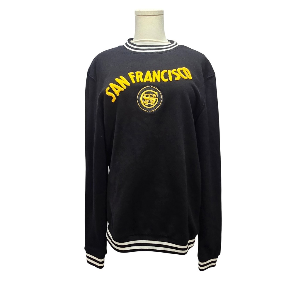 San Francisco Pullover Sweatshirt Black Yellow Chenille GSW Varsity M seemez